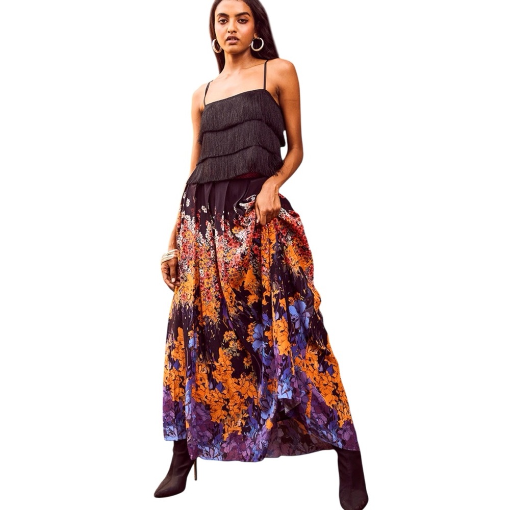 Anthropologie Bhanuni by Jyoti Kala floral print Maxi pleated Skirt M